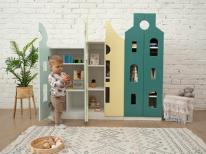 Creative solutions for storing the child's toys and skills in order with the help of children's Montessori furniture elements