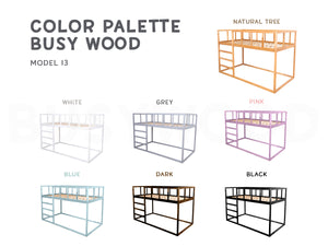 Twin size Wooden Bunk bed for toddlers (Model 13)