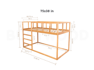 Twin size Wooden Montessori Bunk bed for toddlers (Model 13 White color)