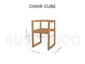 Montessori Wood Chair for Girl Room (Chair Cube)