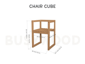 Montessori Wood Chair for Girl Room (Chair Cube)
