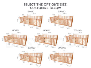 Montessori Floor Bed with Slats - Toddler Bed Frame (Model 6.2/19)