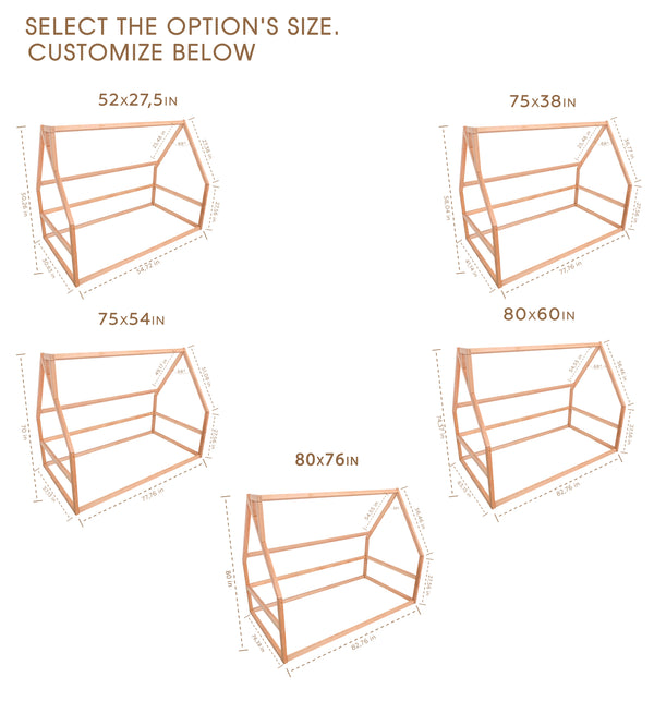 Playful Montessori bed without Front rail  Black color (Model 1), фото 10