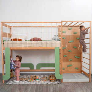 Floor Bed Bunk Bed – Twin Floor Bed Bunk for Active Little Sleepers (Jungle Bed)
