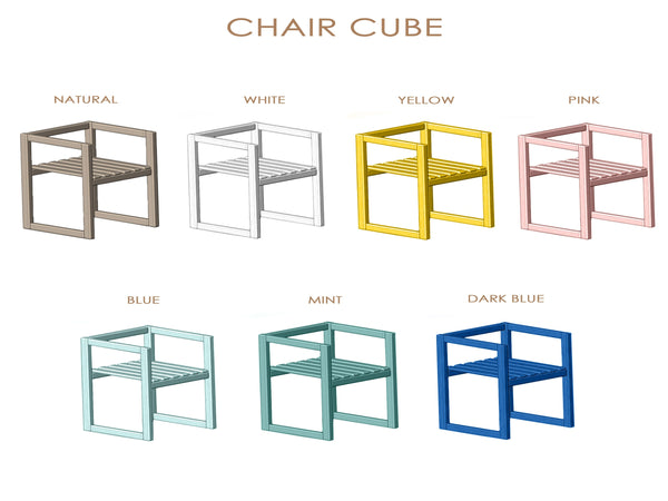 Montessori Wood Chair for Girl Room (Chair Cube)