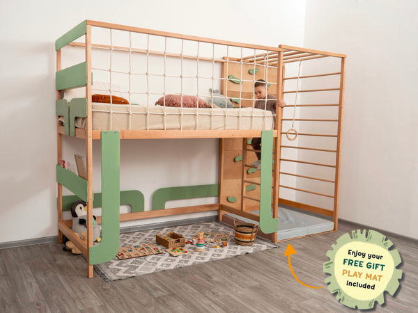 Eco-Friendly Montessori Jungle Bed - Bunk Bed with Optional Table & Drawers, фото 2