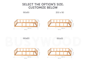 Montessori floor bed with rails (Model 10)