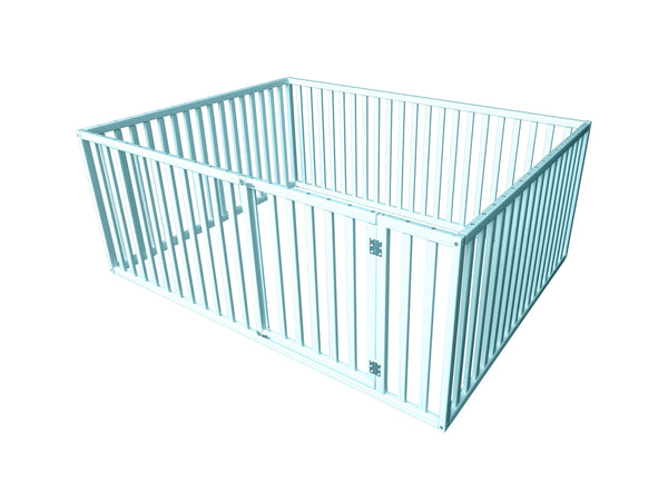 Montessori wood Platform Playpen Bed with extended rail (Model 6.3/20, Size 75x38 in, Blue color)