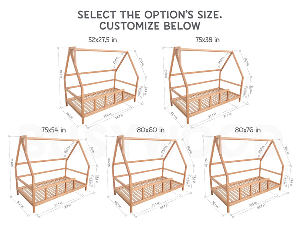 Wood Montessori Bed and Storage Drawers Set for Toddlers in Natural color (Model 1), фото 12