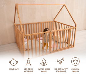 Montessori Wooden Playpen Bed with Fall Protection (Model 21)