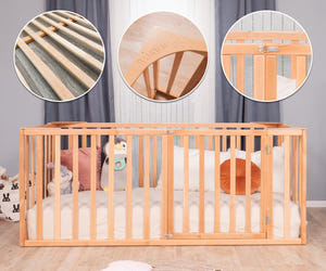 Montessori Floor Bed with Rails and Slatted Base - Wooden Toddler Bed Frame (Model 6.3/20)