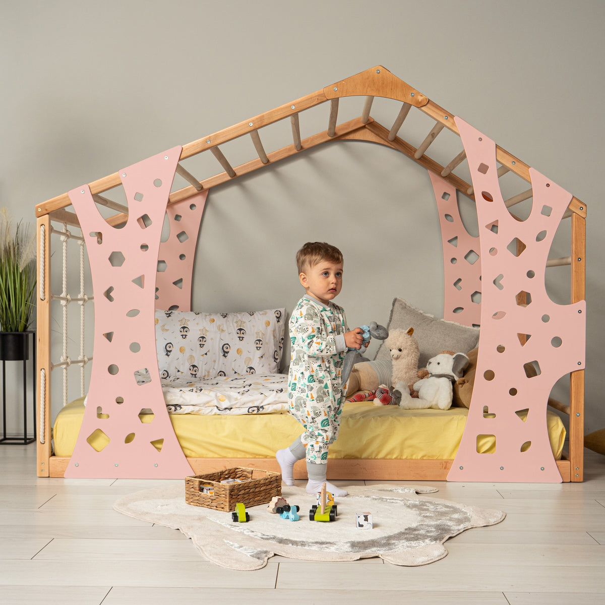 Playhouse Bunk Bed Creative Climbing Bed for Toddlers by BUSYWOOD