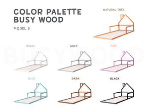 Montessori bed frame with mattress base 13 sizes | 7 colors (Model 3)