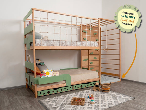 Kids Montessori Jungle Bed Set - Toddler Bed - Bunk Bed for Kids | Twin 75x38 in size, фото 2