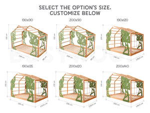 Toddler Forest Bed with Slatted Base - Kids Bed Frame with Climbing Wall