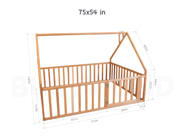 Montessori Playpen bed for Kids bedroom House type bed | Full size | 7 colors (Model 6/17)