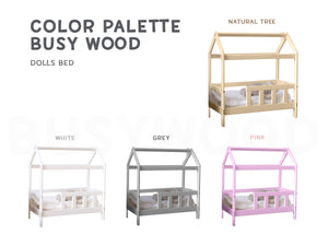 Hand Made Wooden Doll Bed