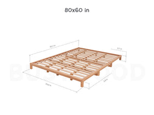 Low Platform Bed with Legs & Slats - Queen Zen Low Profile Bed Frame