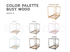 Teen Wooden bed with Legs&Slats Twin, Full and Queen size frame bed (Model 8)