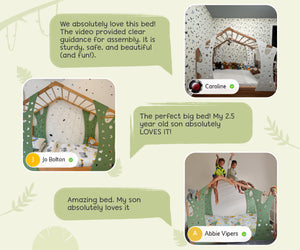 Playhouse Bunk Bed – Low-Profile Bunk Frame with Climber for Toddlers (Monkey Bed)