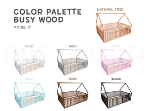 Floor House Bed for Toddlers with Slats (Model 6/17)