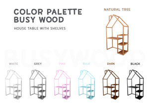 Kids House Learning Table with Shelves