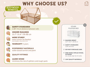 Wooden playpen bed for Kids bedroom (Model 6/17)