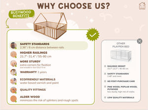 House Playpen Bed with Fall Protection Floor & Slats (Model 21)