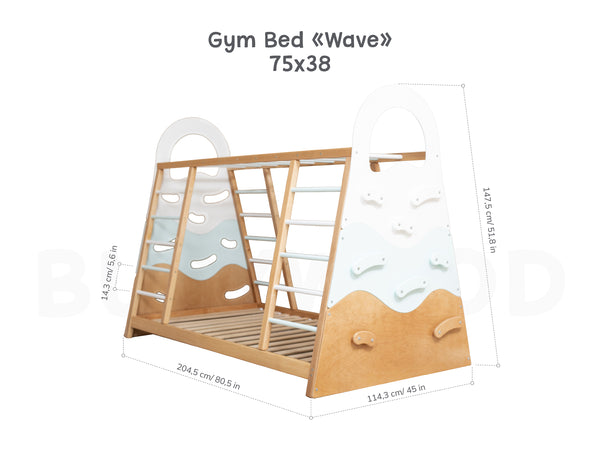 Montessori wood Gym Bed Wave