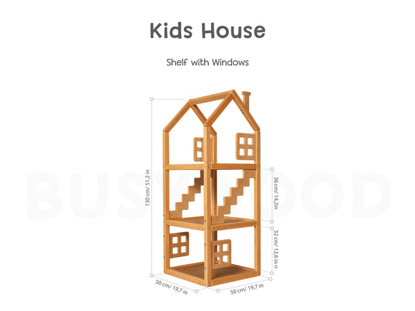 Kids House Shelf with Windows