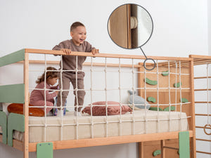 Twin Bed – Space-Saving Twin Bunk with Climbing Wall for Active Kids (Jungle Bed)