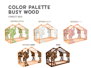 Toddler Forest Bed with Slatted Base - Kids Bed Frame with Climbing Wall