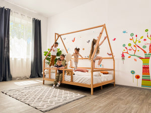 Twin bed kids - House Bed Frame with Legs- Wooden Loft Toddler Bed (Model 1)