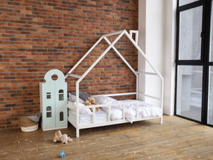 Montessori Wood Bed with Legs and Roof (Model 15)