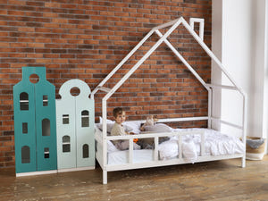 Montessori Wood Bed with Legs and Roof (Model 15)