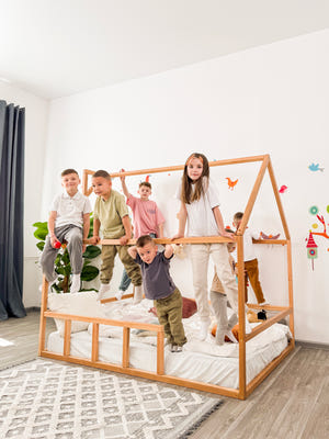 Twin bed kids - Montessori Climbing Frame - Canopy Bed (Model 2)