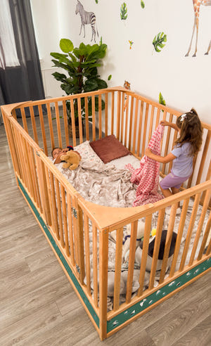 Oasis Montessori Toddler Floor Bed – Wooden Bed with High Safety Rails