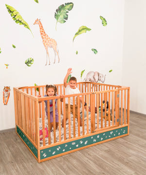 Oasis Montessori Toddler Floor Bed – Wooden Bed with High Safety Rails