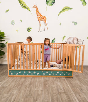 Oasis Montessori Toddler Floor Bed – Wooden Bed with High Safety Rails