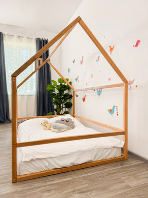Twin bed kids - Montessori Climbing Frame - Canopy Bed (Model 2)