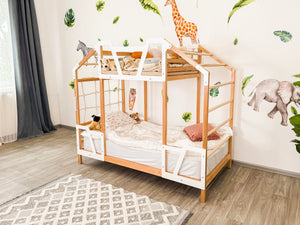 Montessori Twin Bed - Playhouse Bunk Bed - Climbling Bed Frame