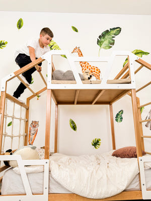 Toddler Tower Bed - Montessori Gym Bed - Play Tower Loft Bed