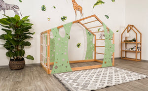 Monkey Gym Bett – Montessori-Bodenbett für Kleinkinder mit Kletterset