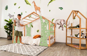 Monkey Gym Bett – Montessori-Bodenbett für Kleinkinder mit Kletterset