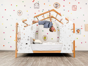 Montessori Kletterbett für Kinder - BUSYWOOD Monkey Bed mit Füßen und Lattenrost