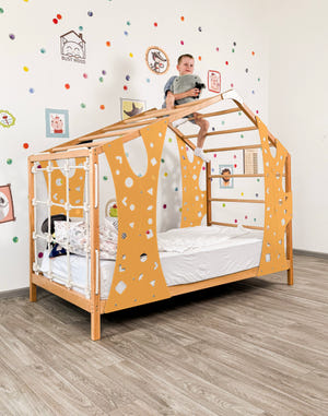 Toddler Monkey Bed for Climbing Legs & Slats