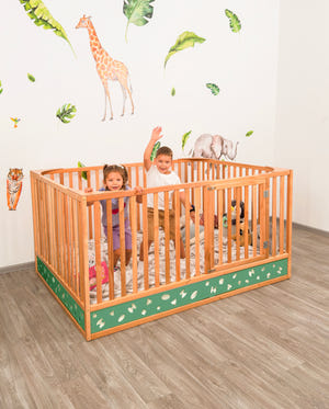 Oasis Montessori Toddler Floor Bed – Wooden Bed with High Safety Rails