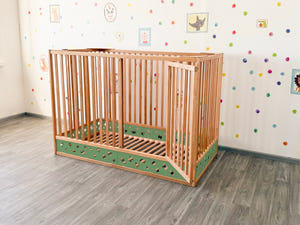 Oasis Montessori Toddler Floor Bed – Wooden Bed with High Safety Rails