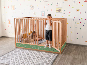 Oasis Montessori Toddler Floor Bed – Wooden Bed with High Safety Rails
