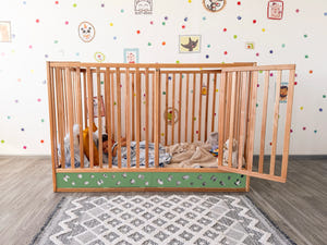 Oasis Montessori Toddler Floor Bed – Wooden Bed with High Safety Rails